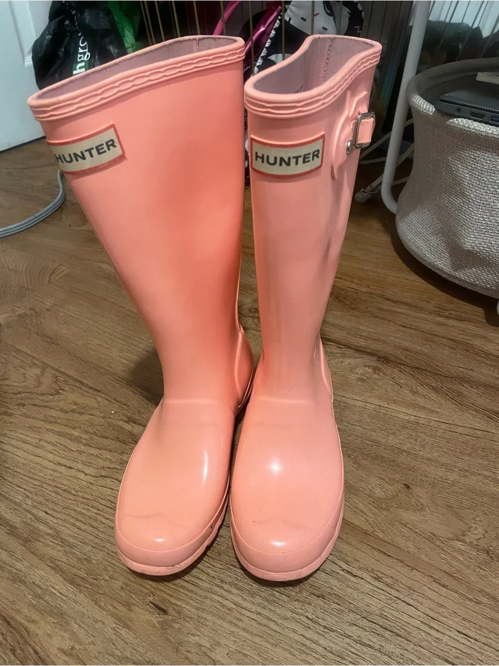 Hunter Kids Coral Pink Tall Rain Boots